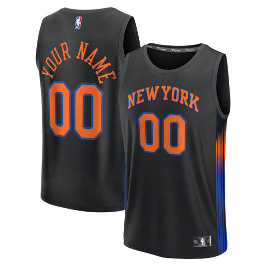 Youth New York Knicks Fanatics Black Fast Break Custom Jersey - Statement Edition