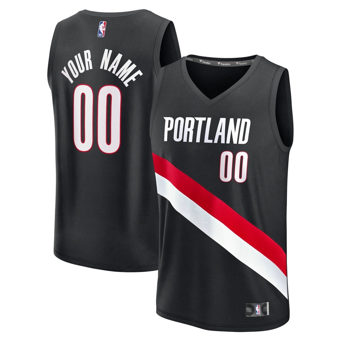 Youth Portland Trail Blazers Fanatics Black Fast Break Replica Custom Jersey - Icon Edition
