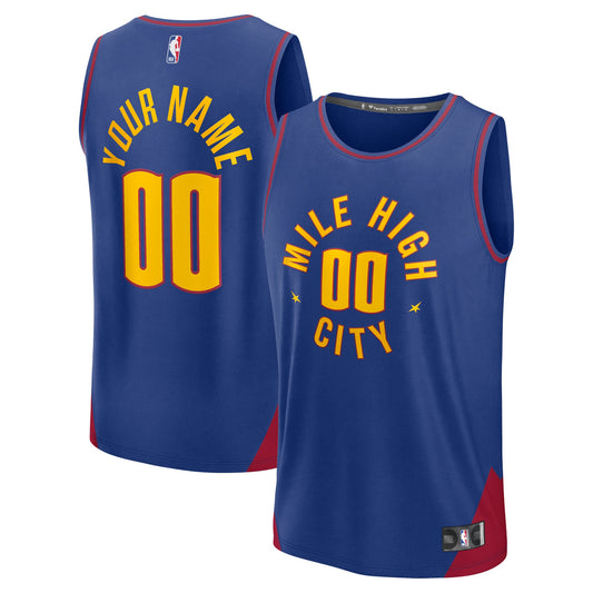 Youth Denver Nuggets Fanatics Blue Fast Break Custom Replica Jersey - Statement Edition