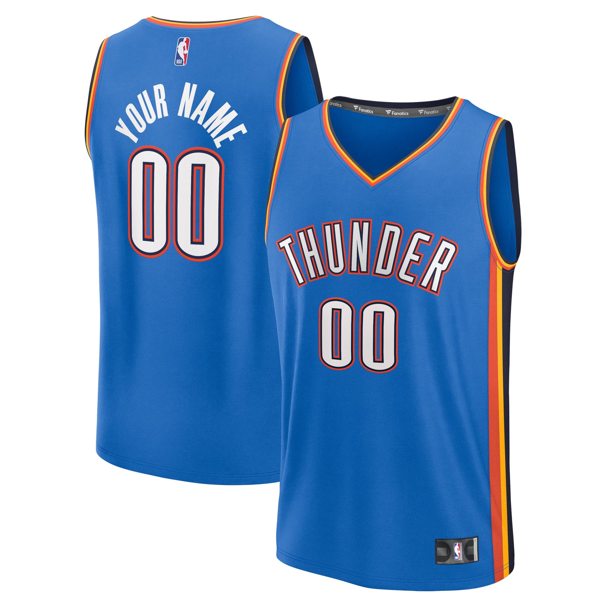 Youth Oklahoma City Thunder Fanatics Blue Fast Break Custom Replica Jersey - Icon Edition