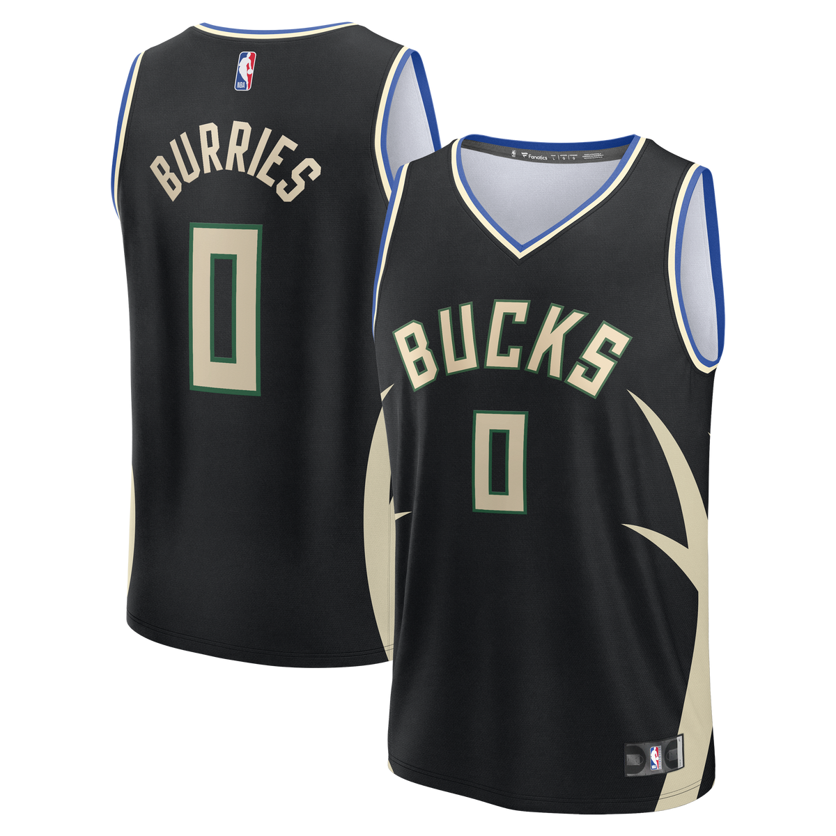 Youth Milwaukee Bucks Brayden Burries Fanatics Black Fast Break Replica Jersey - Statement Edition