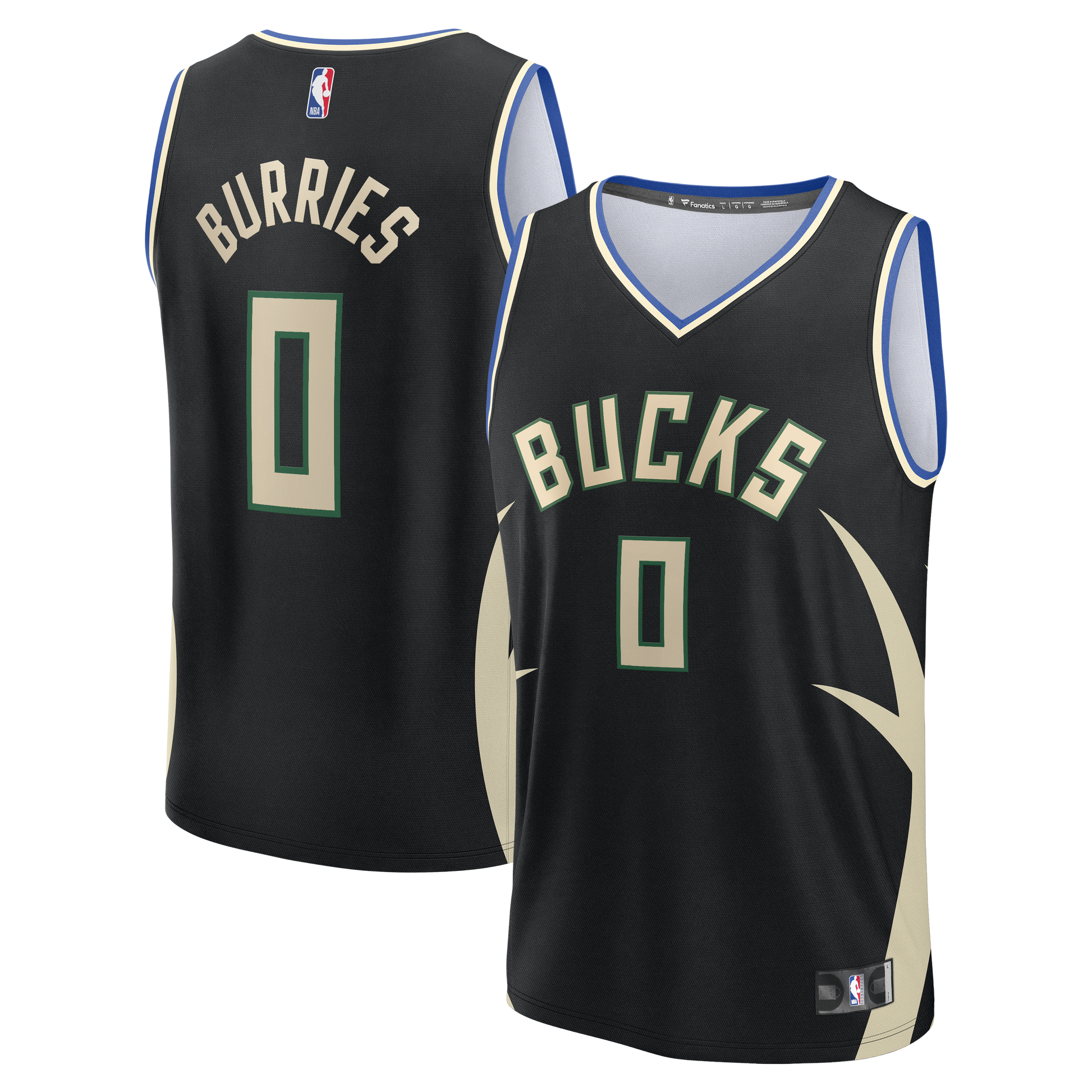 Youth Milwaukee Bucks Brayden Burries Fanatics Black Fast Break Replica Jersey - Statement Edition