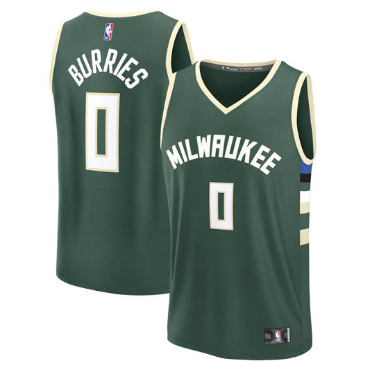 Youth Milwaukee Bucks Brayden Burries Fanatics Hunter Green Fast Break Replica Jersey - Icon Edition