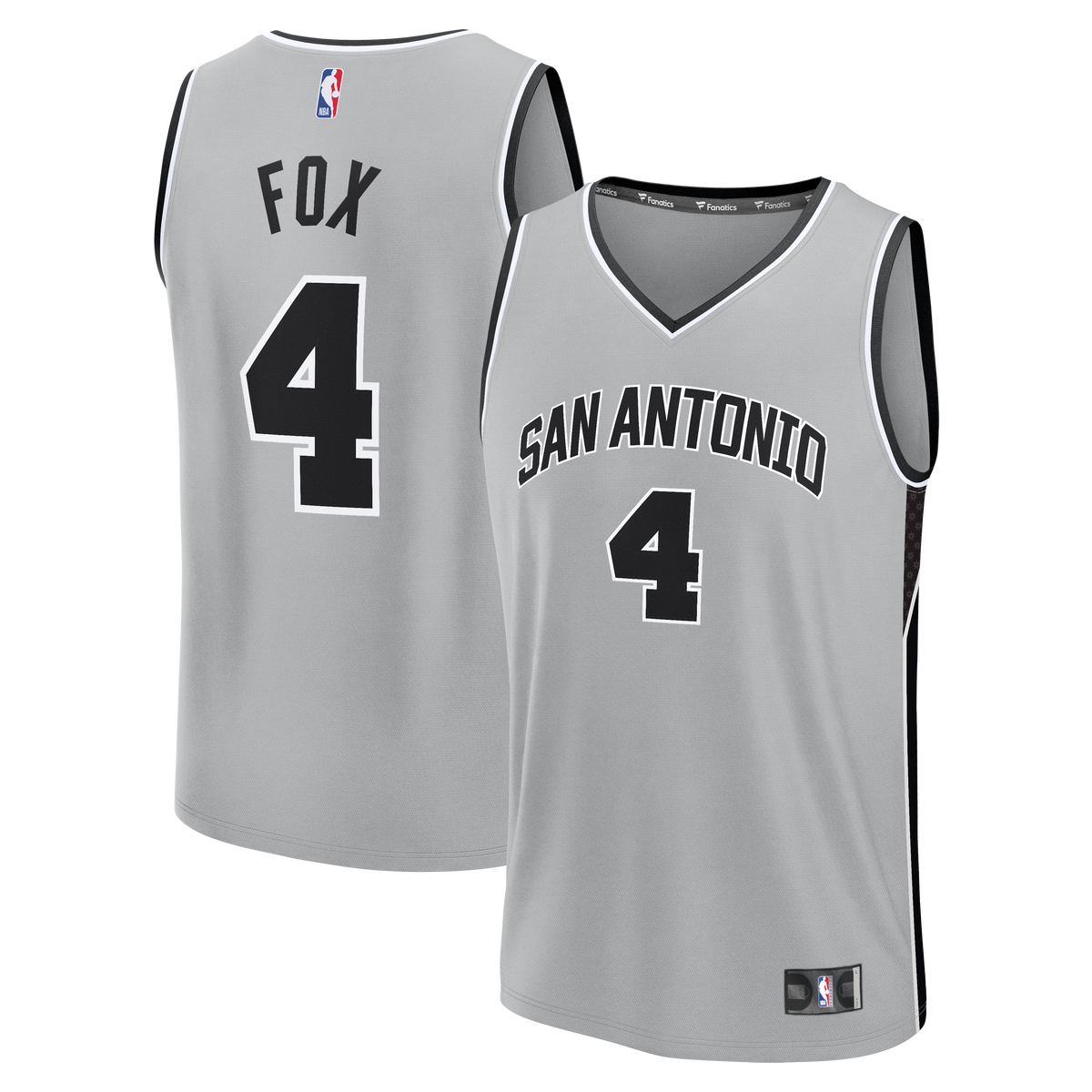 Youth San Antonio Spurs De'Aaron Fox Fanatics Silver Fast Break Jersey - Statement Edition