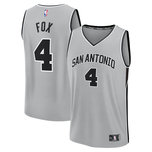 Youth San Antonio Spurs De'Aaron Fox Fanatics Silver Fast Break Jersey - Statement Edition