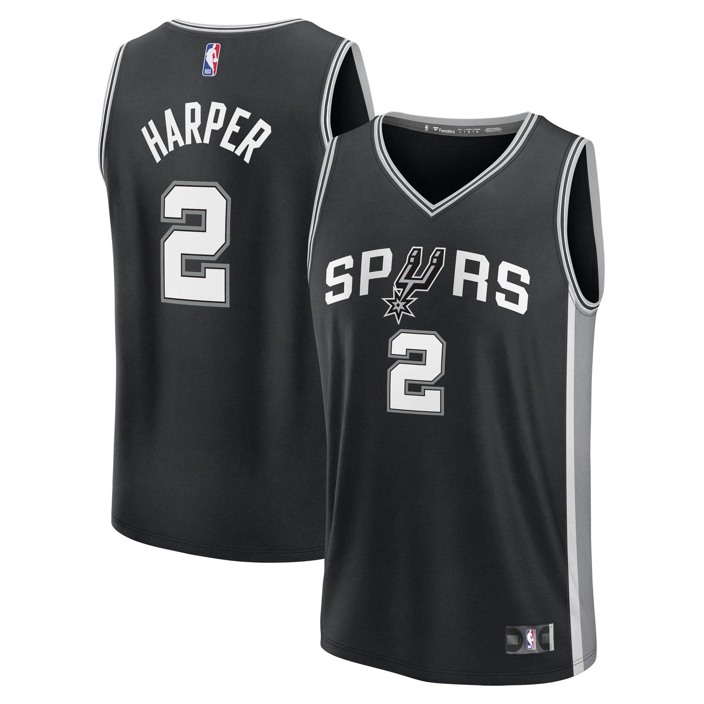 Youth San Antonio Spurs Dylan Harper Fanatics Black 2025 NBA Draft First Round Pick Fast Break Replica Jersey - Icon Edition