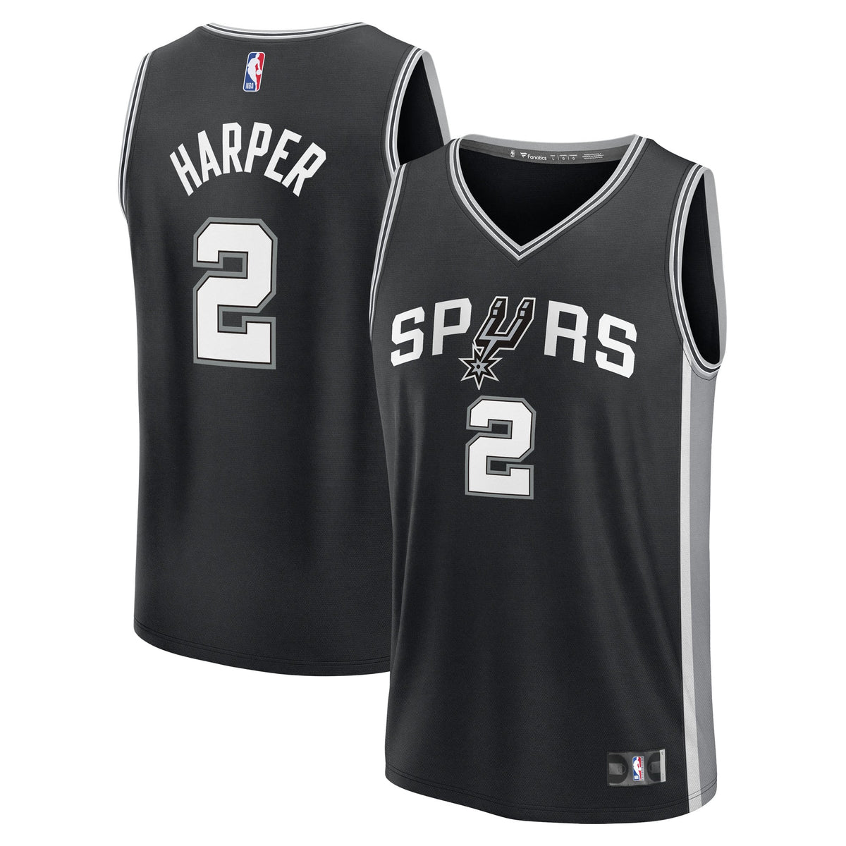 Youth San Antonio Spurs Dylan Harper Fanatics Black 2025 NBA Draft First Round Pick Fast Break Replica Jersey - Icon Edition