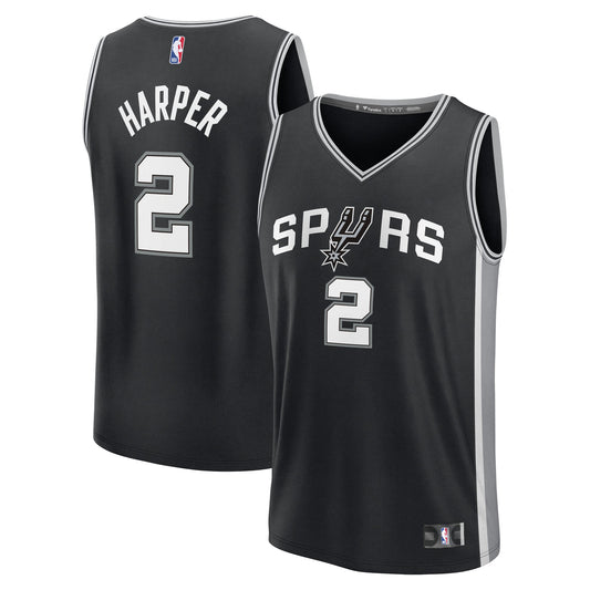Youth San Antonio Spurs Dylan Harper Fanatics Black 2025 NBA Draft First Round Pick Fast Break Replica Jersey - Icon Edition
