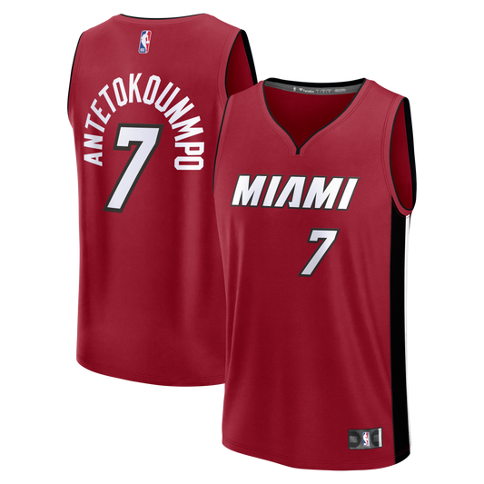 Youth Miami Heat Giannis Antetokounmpo Fanatics Red Fast Break Replica Jersey - Statement Edition