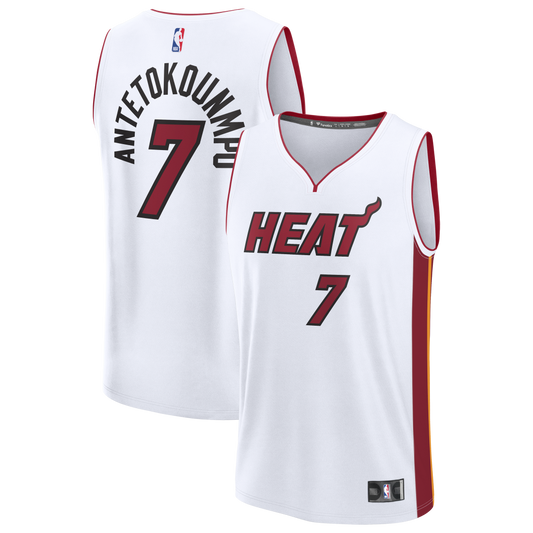 Youth Miami Heat Giannis Antetokounmpo Fanatics White Fast Break Replica Jersey - Association Edition