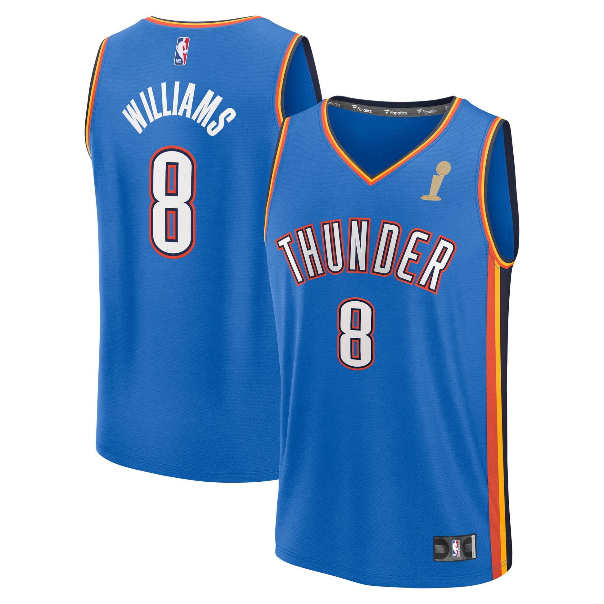 Youth Oklahoma City Thunder Jalen Williams Fanatics Blue 2025 NBA Finals Champions Fast Break Replica Player Jersey - Icon Edition