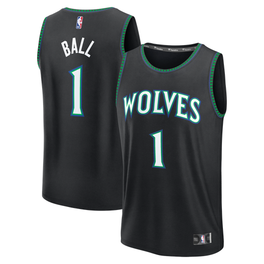 Youth Minnesota Timberwolves LaMelo Ball Fanatics Black Fast Break Jersey - Statement Edition