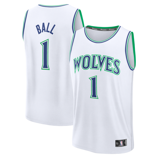 Youth Minnesota Timberwolves LaMelo Ball Fanatics White Fast Break Jersey - Association Edition