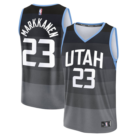 Youth Utah Jazz Lauri Markkanen Fanatics Black Fast Break Jersey - City Edition
