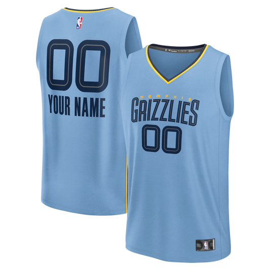 Youth Memphis Grizzlies Fanatics Light Blue Fast Break Custom Jersey - Statement Edition