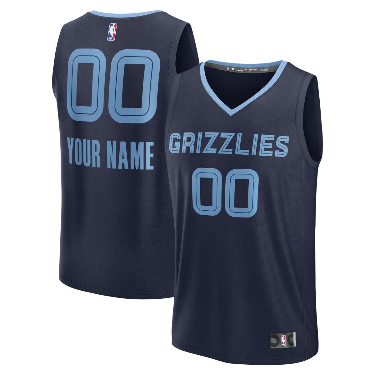 Youth Memphis Grizzlies Fanatics Navy Fast Break Custom Jersey - Icon Edition