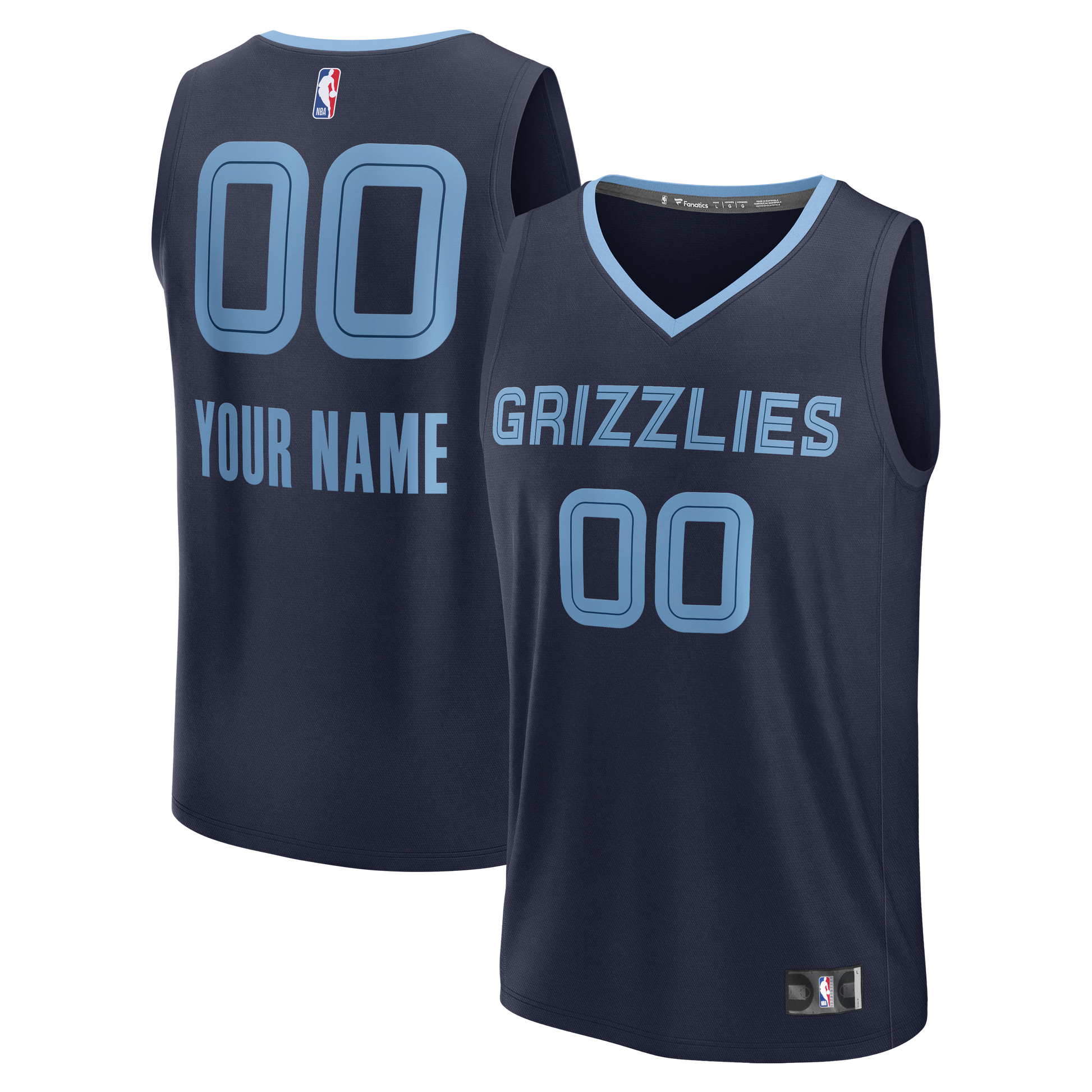 Youth Memphis Grizzlies Fanatics Navy Fast Break Custom Jersey - Icon Edition