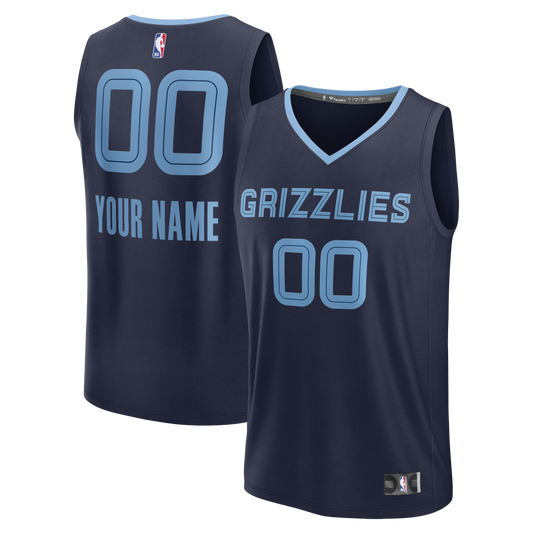 Youth Memphis Grizzlies Fanatics Navy Fast Break Custom Jersey - Icon Edition