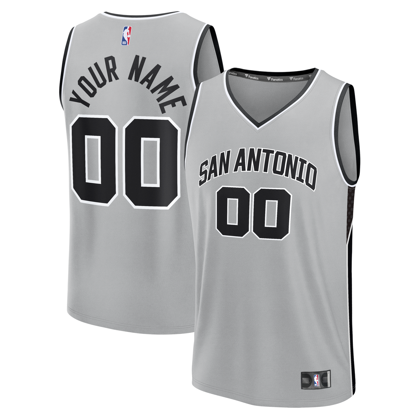 Youth San Antonio Spurs Fanatics Silver Fast Break Custom Jersey - Statement Edition