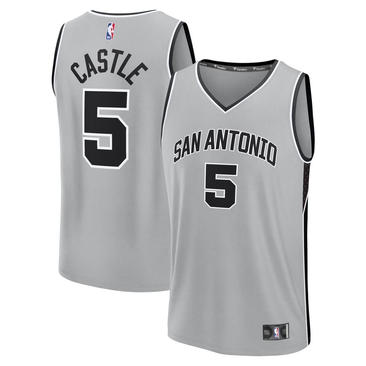 Youth San Antonio Spurs Stephon Castle Fanatics Silver Fast Break Jersey - Statement Edition