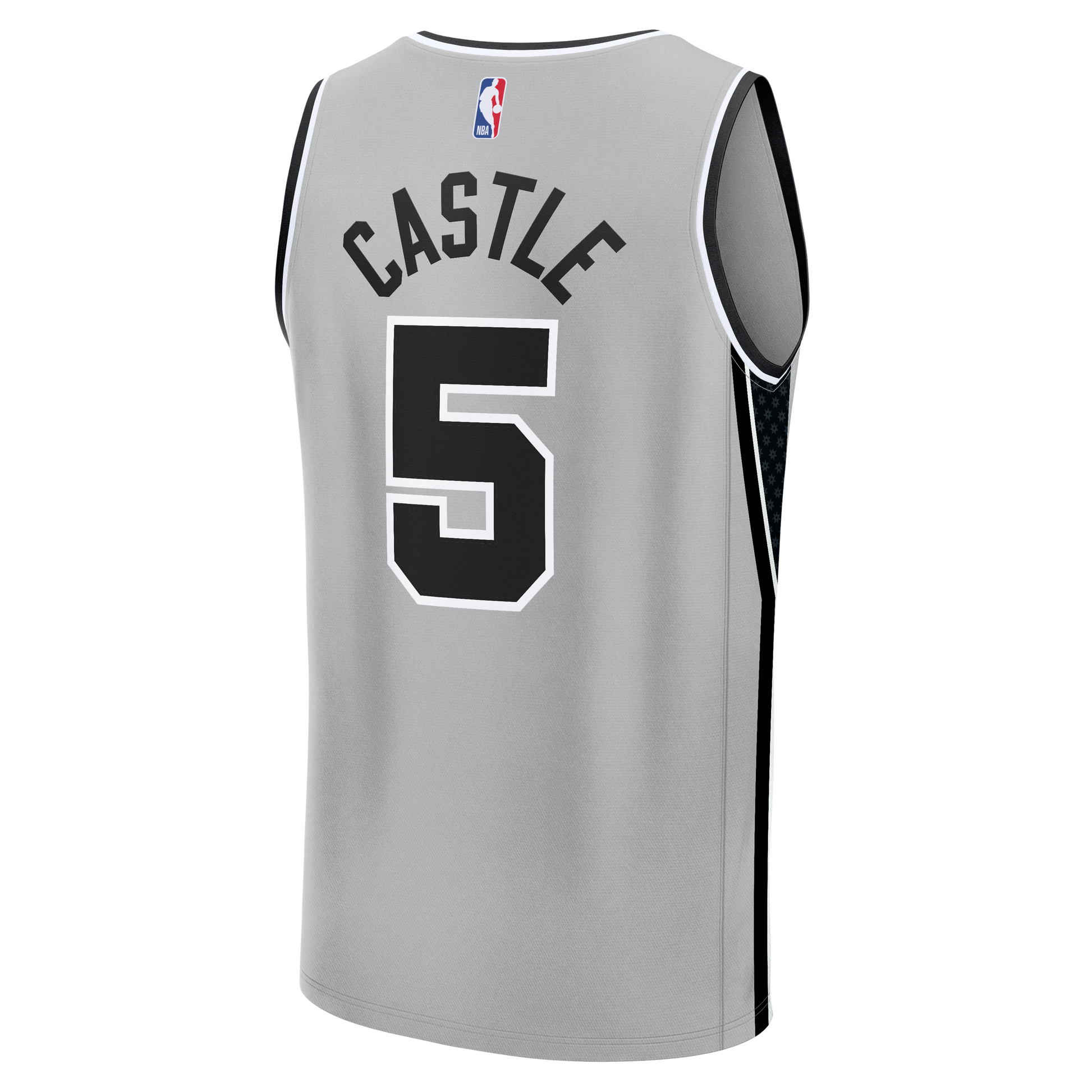 Youth San Antonio Spurs Stephon Castle Fanatics Silver Fast Break Jersey - Statement Edition