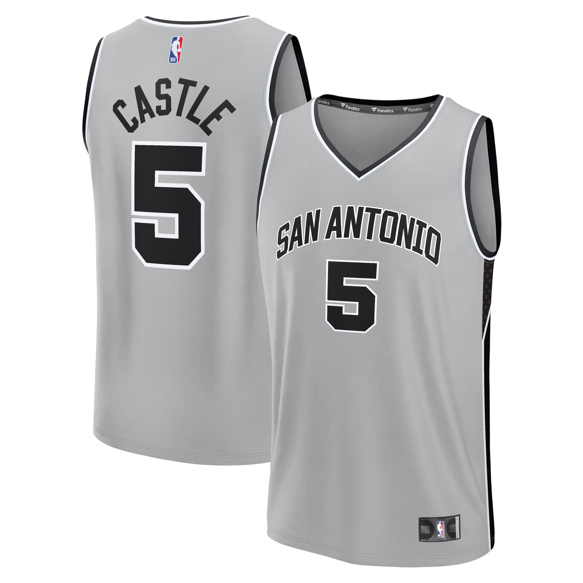 Youth San Antonio Spurs Stephon Castle Fanatics Silver Fast Break Jersey - Statement Edition