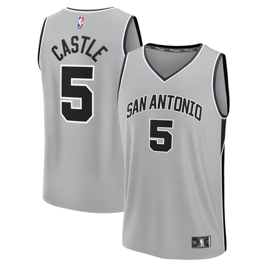 Youth San Antonio Spurs Stephon Castle Fanatics Silver Fast Break Jersey - Statement Edition