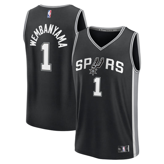 Youth San Antonio Spurs Victor Wembanyama Fanatics Black Fast Break Replica Player Jersey - Icon Edition