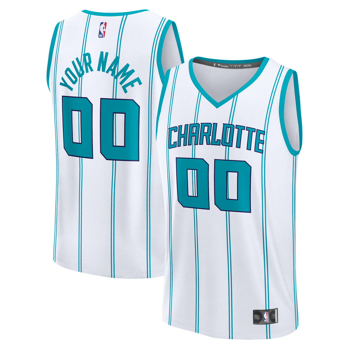 Youth Charlotte Hornets Fanatics White Fast Break Custom Jersey - Association Edition