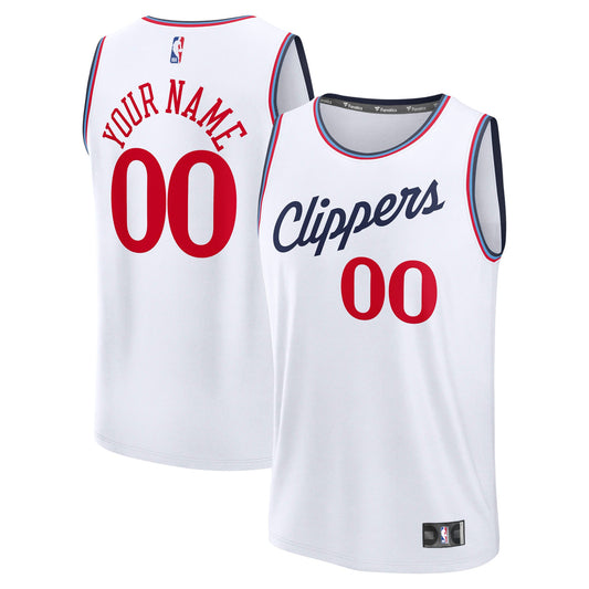 Youth LA Clippers Fanatics White Fast Break Custom Replica Jersey - Association Edition