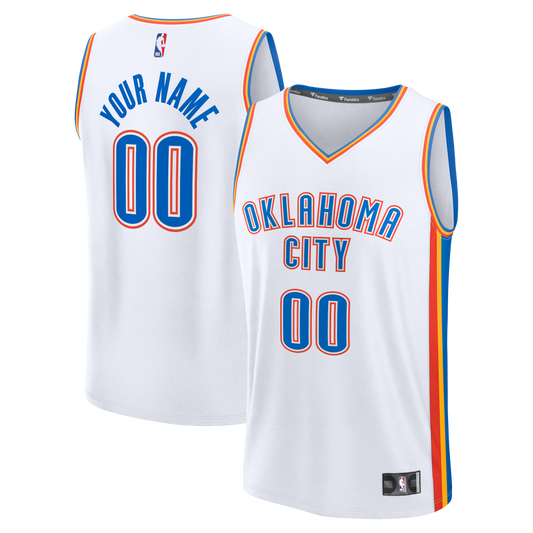 Youth Oklahoma City Thunder Fanatics White Fast Break Custom Jersey - Association Edition