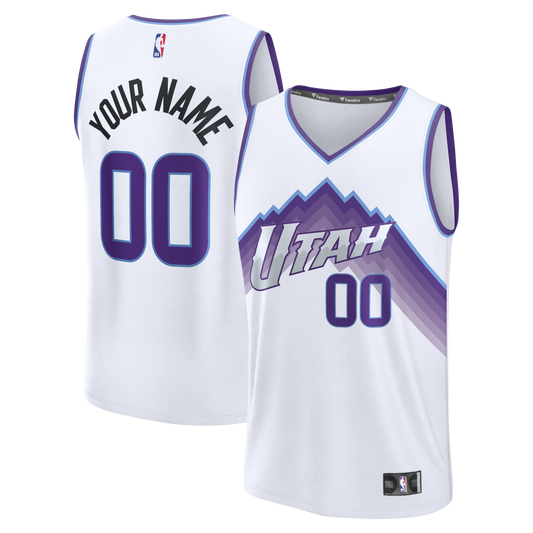 Youth Utah Jazz Fanatics White Fast Break Replica Custom Jersey - Association Edition