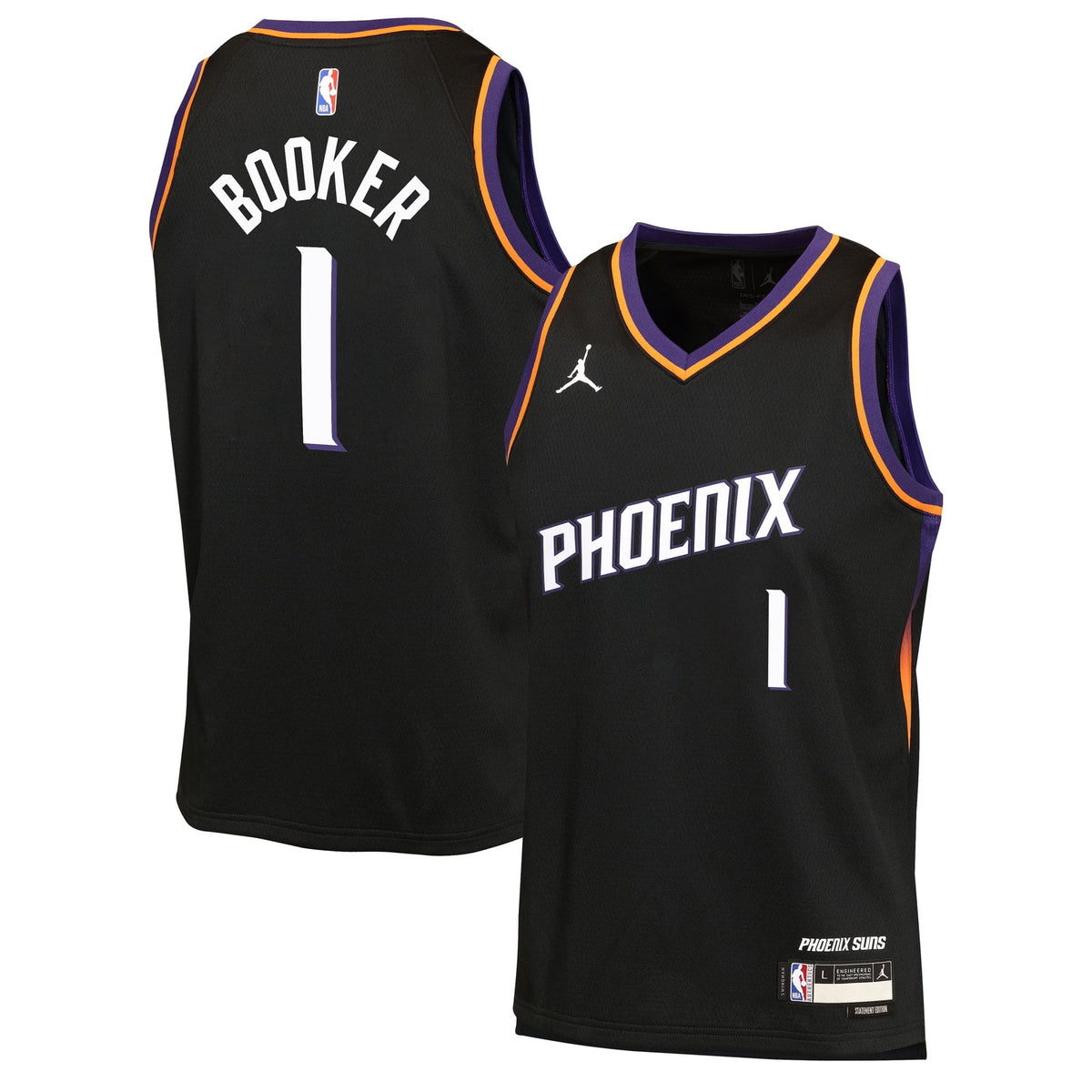 Youth Phoenix Suns Devin Booker Jordan Brand Black Swingman Jersey - Statement Edition