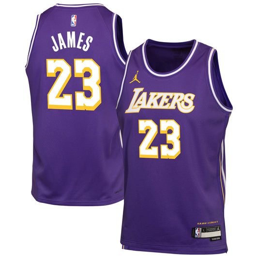 Youth Los Angeles Lakers LeBron James Jordan Brand Purple Swingman Jersey - Statement Edition