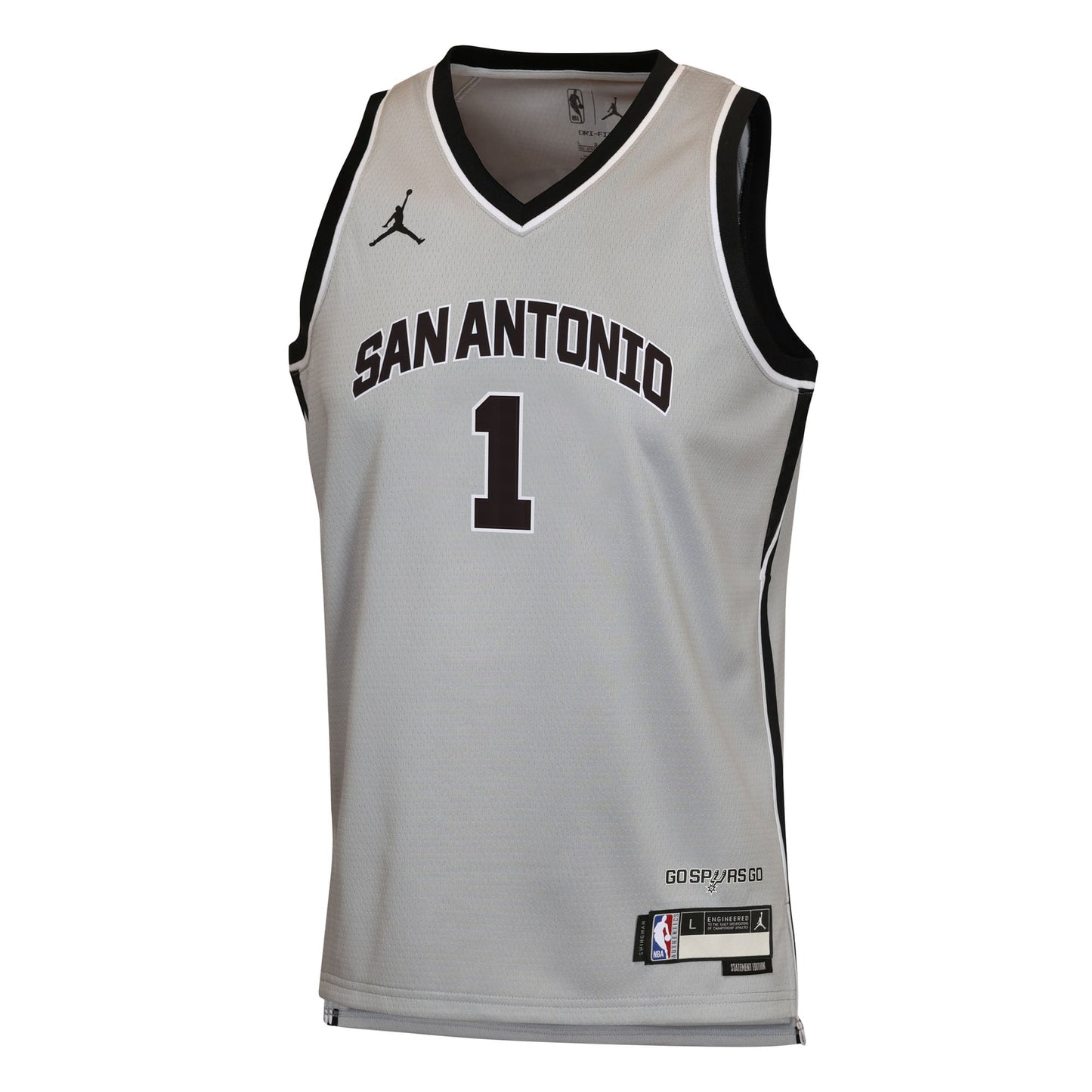 Youth San Antonio Spurs Victor Wembanyama Jordan Brand Silver Swingman Jersey - Statement Edition