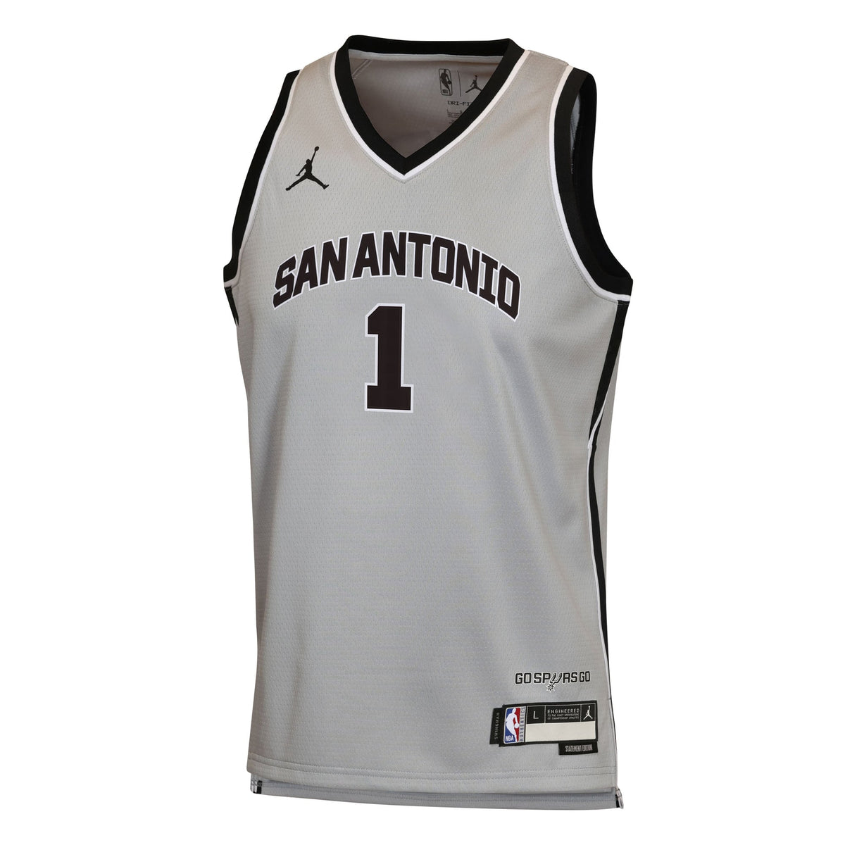 Youth San Antonio Spurs Victor Wembanyama Jordan Brand Silver Swingman Jersey - Statement Edition