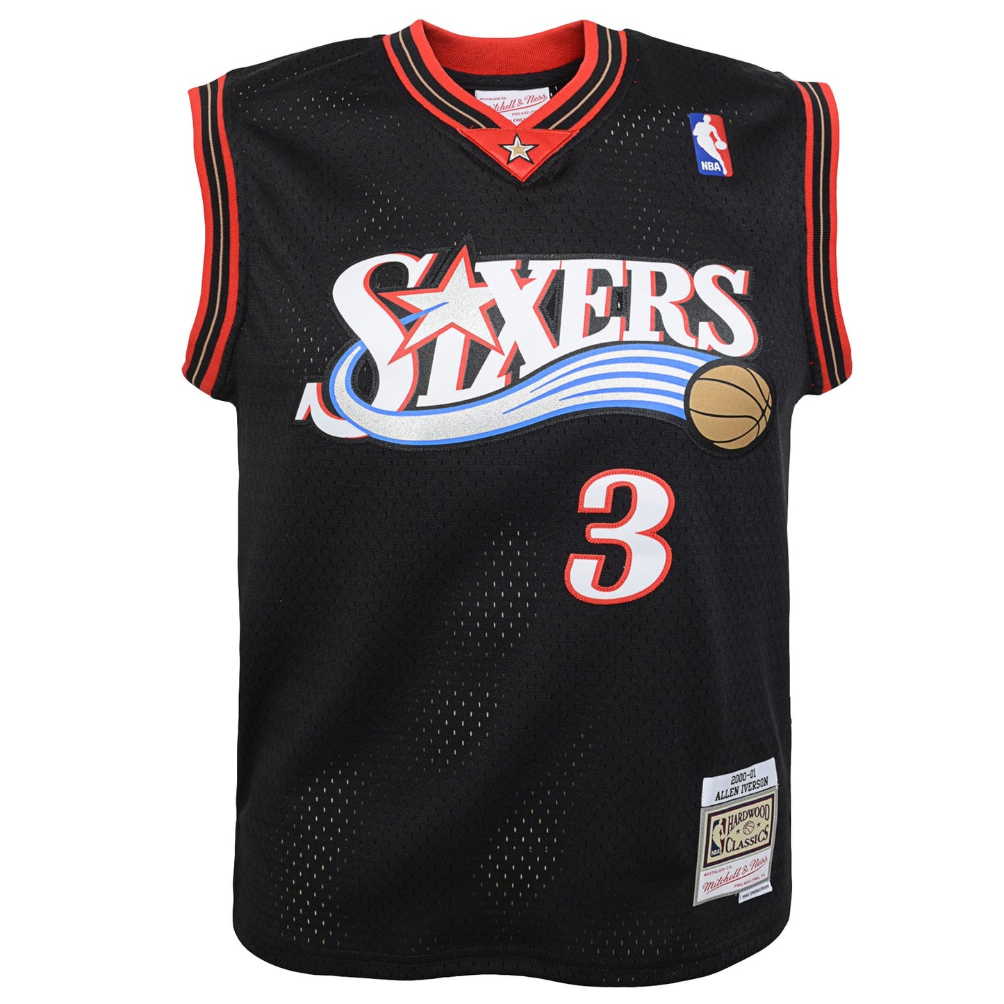 Youth Philadelphia 76ers Allen Iverson Mitchell & Ness Black 2000-01 Swingman Road Jersey