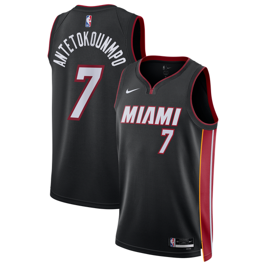 Youth Miami Heat Giannis Antetokounmpo Nike Black Swingman Jersey - Icon Edition