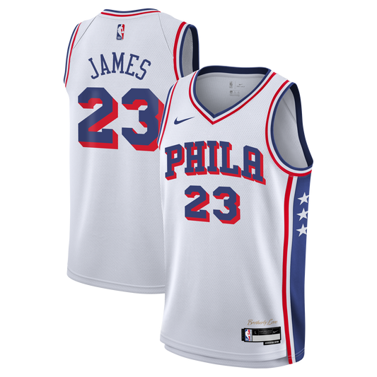 Youth Philadelphia 76ers LeBron James Nike White Swingman Jersey - Association Edition