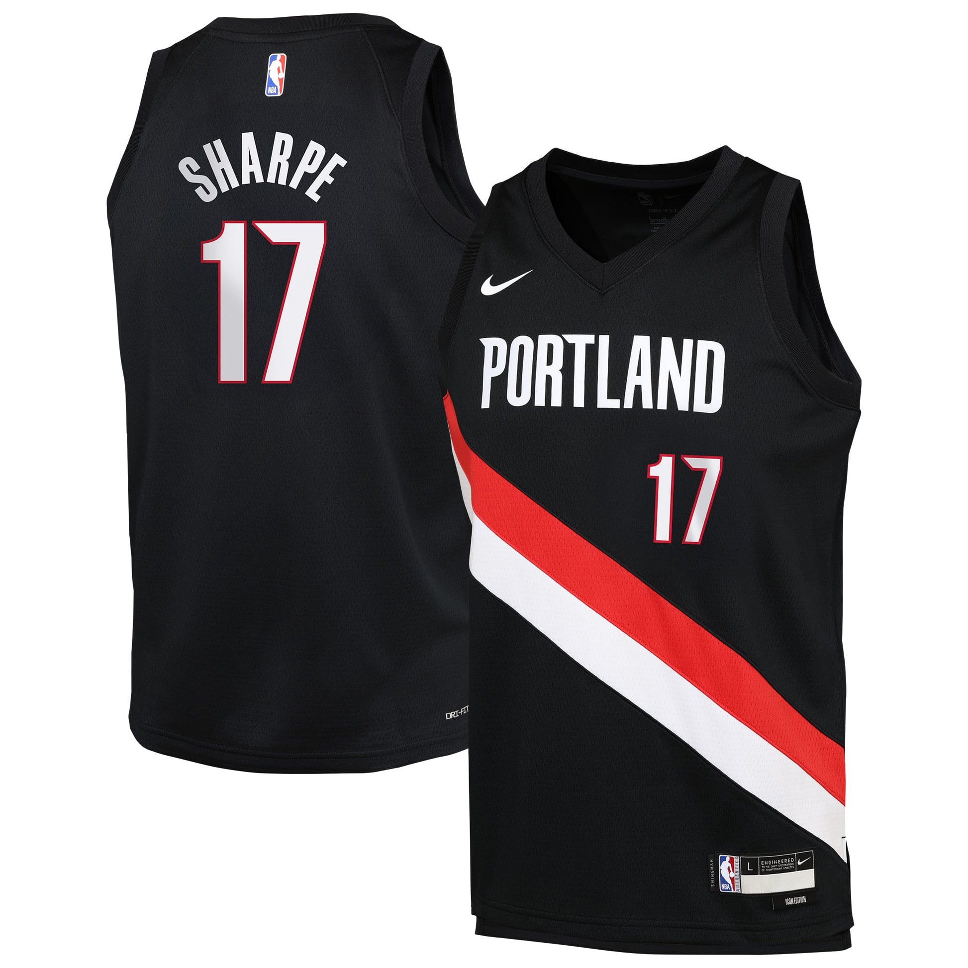 Youth Portland Trail Blazers Shaedon Sharpe Nike Black Icon Edition Swingman Jersey