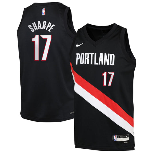 Youth Portland Trail Blazers Shaedon Sharpe Nike Black Icon Edition Swingman Jersey