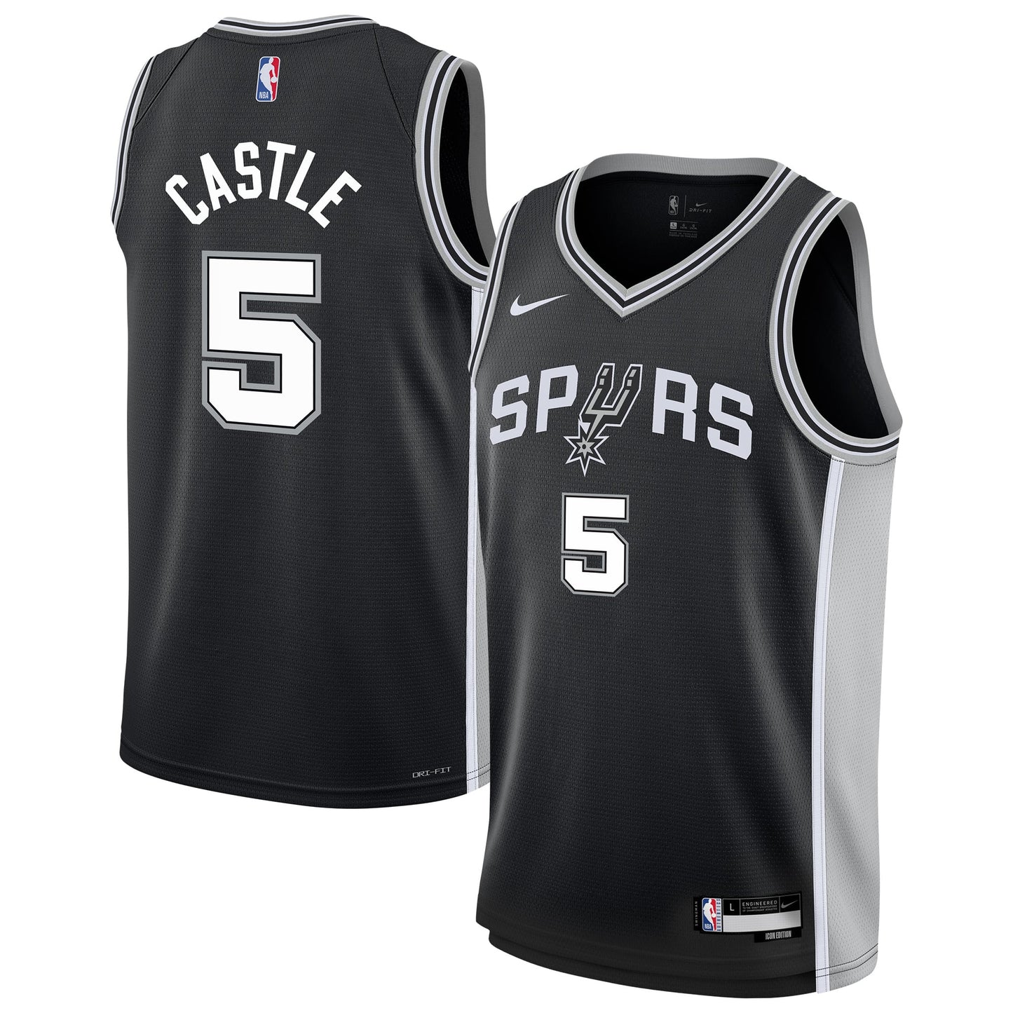 Youth San Antonio Spurs Stephon Castle Nike Black Swingman Jersey - Icon Edition