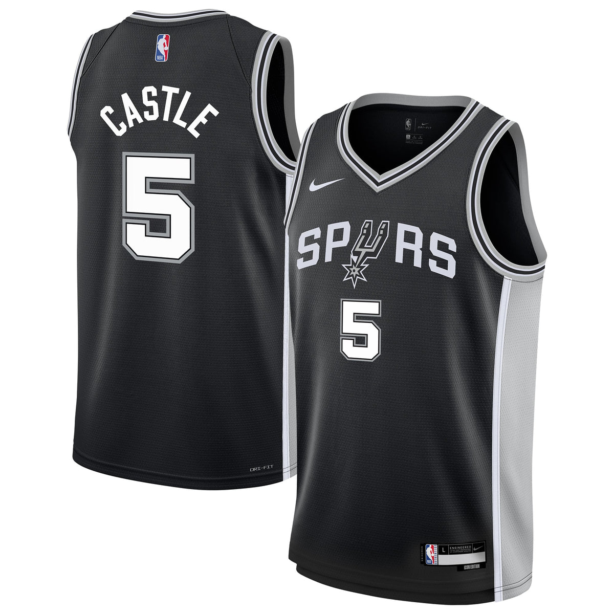 Youth San Antonio Spurs Stephon Castle Nike Black Swingman Jersey - Icon Edition