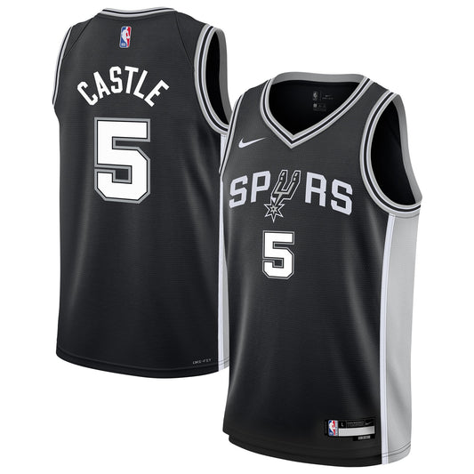 Youth San Antonio Spurs Stephon Castle Nike Black Swingman Jersey - Icon Edition